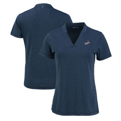 Los Angeles Dodgers Cutter & Buck Women's Forge Stretch Blade DryTec V-Neck Polo Heather Navy