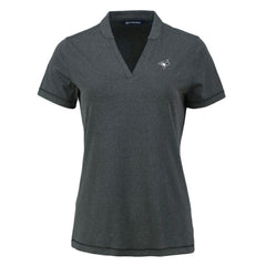Toronto Blue Jays Cutter & Buck Women's Forge Stretch Blade DryTec V-Neck Polo Heather Black