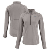 Atlanta Braves Cutter & Buck Women's Peshastin Eco Fleece Recycled Raglan Half-Zip Top Heather Gray
