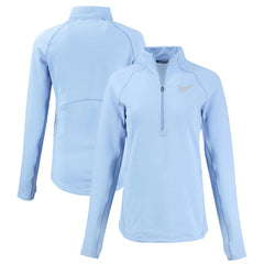 Kansas City Royals Cutter & Buck Women's Peshastin Eco Fleece Recycled Raglan Half-Zip Top Heather Light Blue