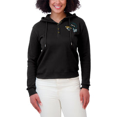 Jacksonville Jaguars WEAR by Erin Andrews Women's Plus Size Waffle Hoodie Pullover Top - Black outlet