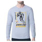 Pittsburgh Steelers Starter Player Grid Long Sleeve T-Shirt - Heather Gray cheap