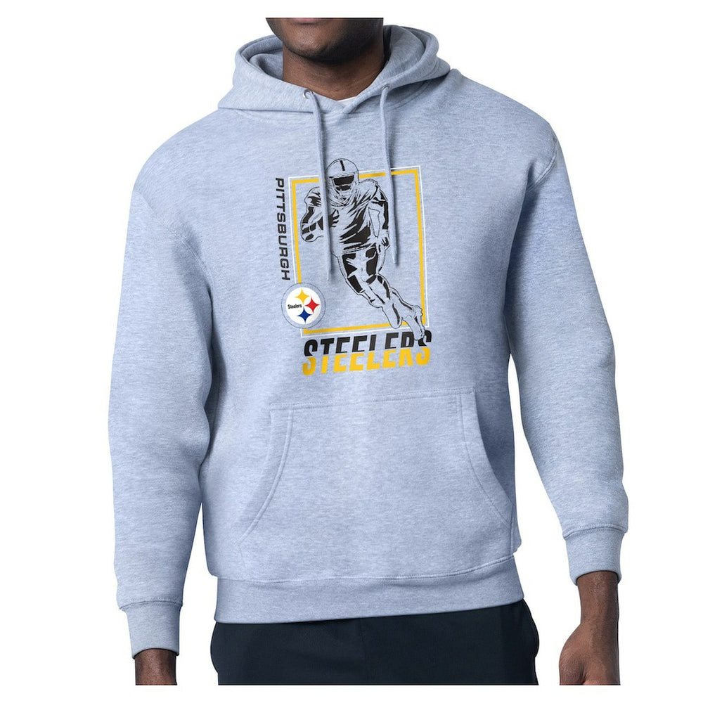 Pittsburgh Steelers Starter Player Grid Pullover Hoodie - Heather Gray discount