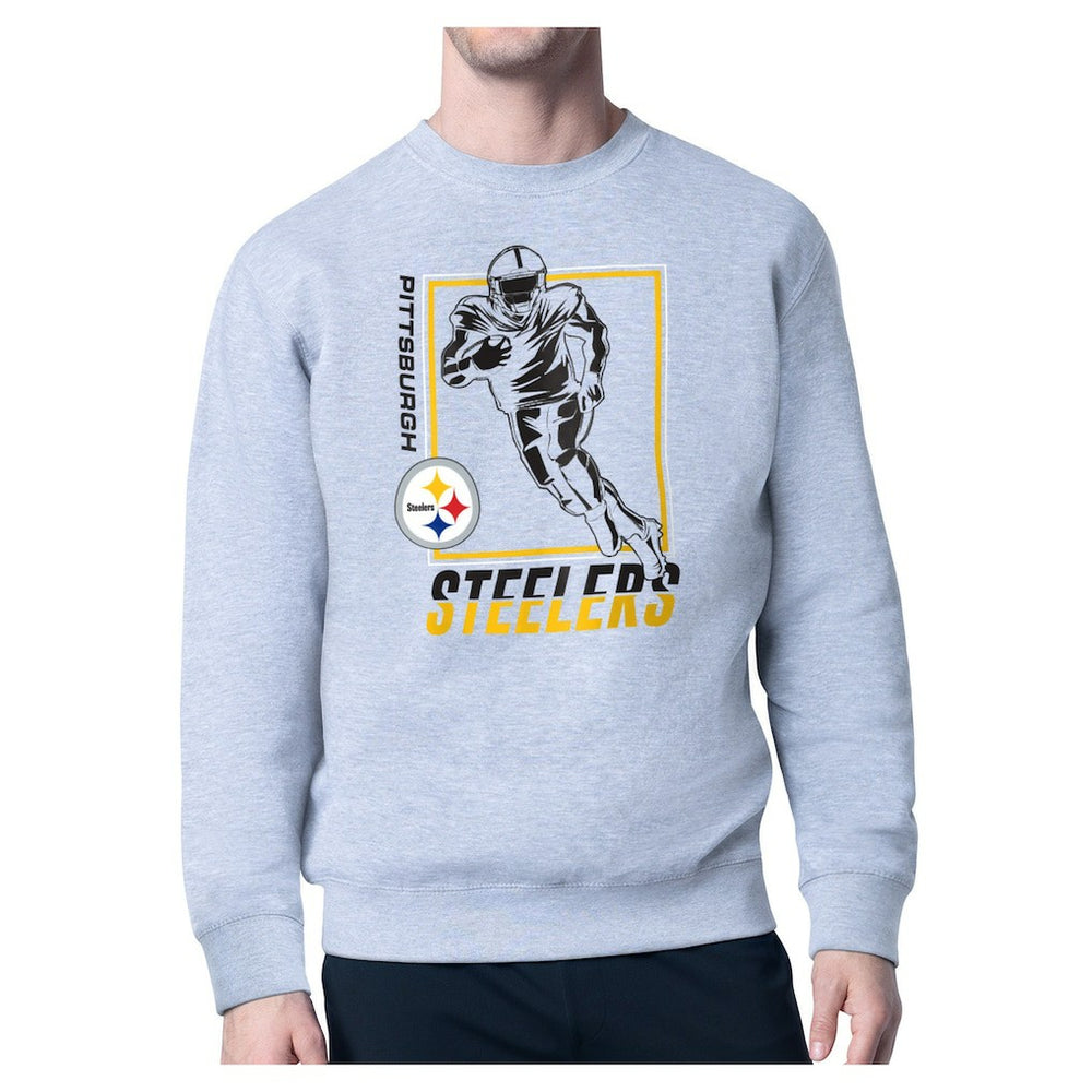 Pittsburgh Steelers Starter Player Grid Pullover Sweatshirt - Heather Gray for sale