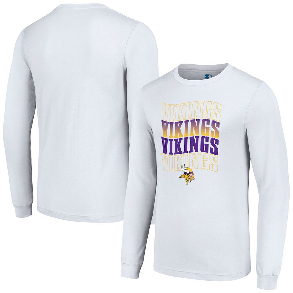 Minnesota Vikings Starter Team Name Graphic Long Sleeve T-Shirt - White outlet