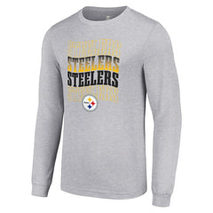 Pittsburgh Steelers Starter Team Name Graphic Long Sleeve T-Shirt - Heather Gray outlet