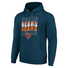 Chicago Bears Starter Four Team Name Logo Fleece Pullover Hoodie - Navy discount