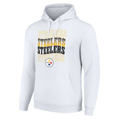 Pittsburgh Steelers Starter Four Team Name Logo Fleece Pullover Hoodie - White on sale
