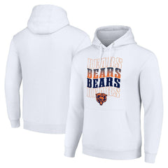 Chicago Bears Starter Four Team Name Logo Fleece Pullover Hoodie - White for sale