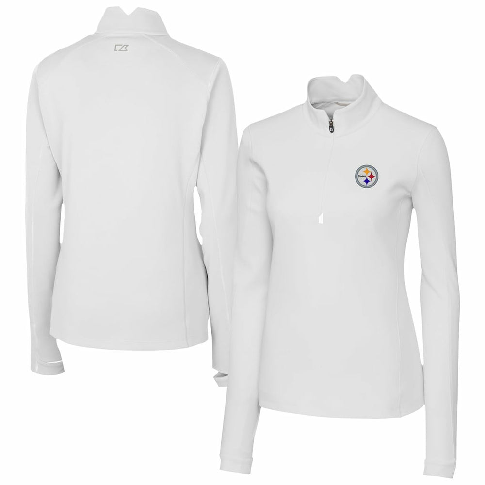 Pittsburgh Steelers Cutter & Buck Women's Traverse Stretch Quarter-Zip Pullover Top - White on sale