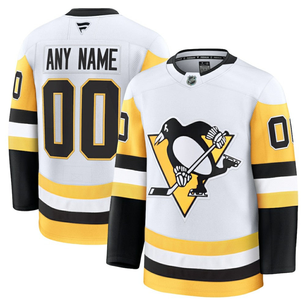 Pittsburgh Penguins Fanatics Away Premium Custom Jersey - White Jerseys