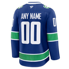 Vancouver Canucks Fanatics Home Premium Custom Jersey - Blue Jerseys