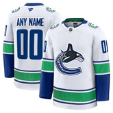 Vancouver Canucks Fanatics Away Premium Custom Jersey - White Jerseys