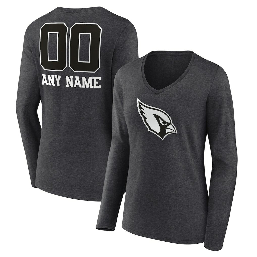 Arizona Cardinals Women's Personalized Name & Number Monochrome V-neck T-Shirt - Charcoal cheap