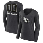 Arizona Cardinals Women's Personalized Name & Number Monochrome V-neck T-Shirt - Charcoal cheap