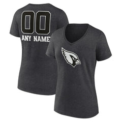 Arizona Cardinals Women's Personalized Name & Number Monochrome V-Neck Long Sleeve T-Shirt - Charcoal on sale