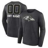 Baltimore Ravens Personalized Name & Number Monochrome Long Sleeve T-Shirt - Charcoal for sale