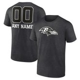 Baltimore Ravens Personalized Name & Number Monochrome T-Shirt - Charcoal on sale