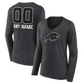 Buffalo Bills Women's Personalized Name & Number Monochrome V-neck T-Shirt - Charcoal cheap
