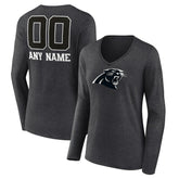 Carolina Panthers Women's Personalized Name & Number Monochrome V-neck T-Shirt - Charcoal sale