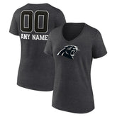 Carolina Panthers Women's Personalized Name & Number Monochrome V-Neck Long Sleeve T-Shirt - Charcoal outlet