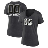 Cincinnati Bengals Women's Personalized Name & Number Monochrome V-Neck Long Sleeve T-Shirt - Charcoal cheap