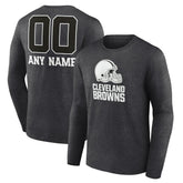 Cleveland Browns Personalized Name & Number Monochrome Long Sleeve T-Shirt - Charcoal sale