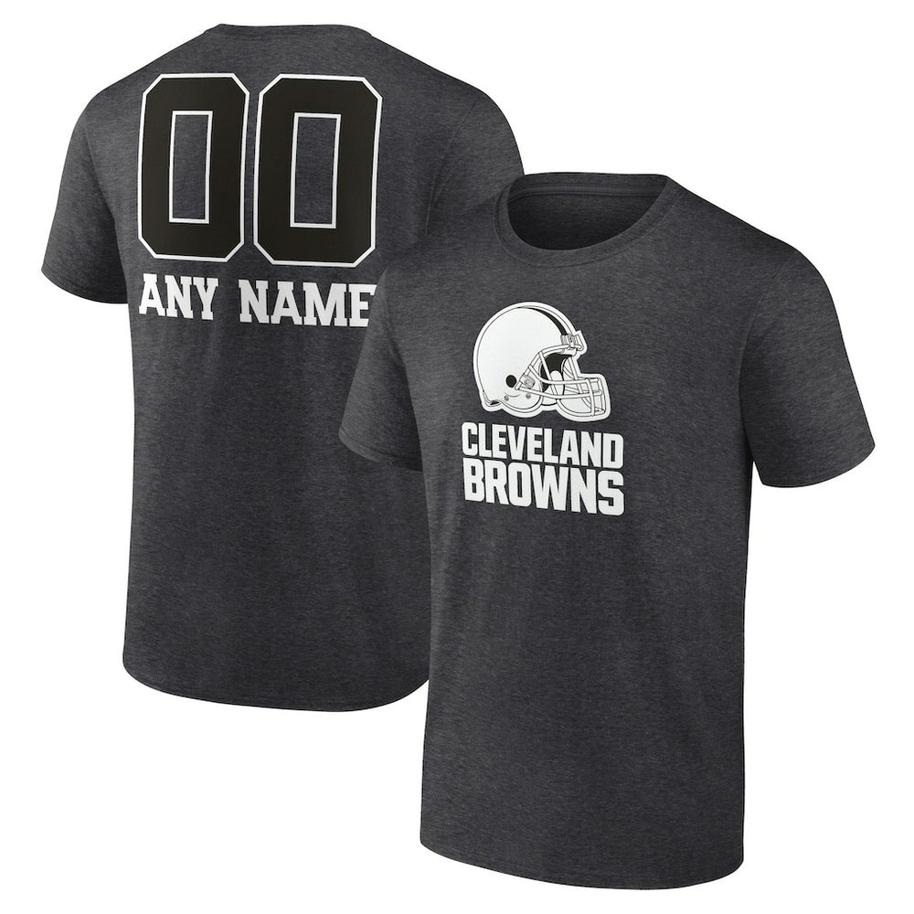 Cleveland Browns Personalized Name & Number Monochrome T-Shirt - Charcoal discount