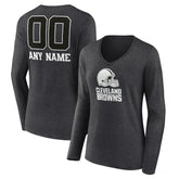 Cleveland Browns Women's Personalized Name & Number Monochrome V-neck T-Shirt - Charcoal sale