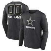 Dallas Cowboys Personalized Name & Number Monochrome Long Sleeve T-Shirt - Charcoal sale