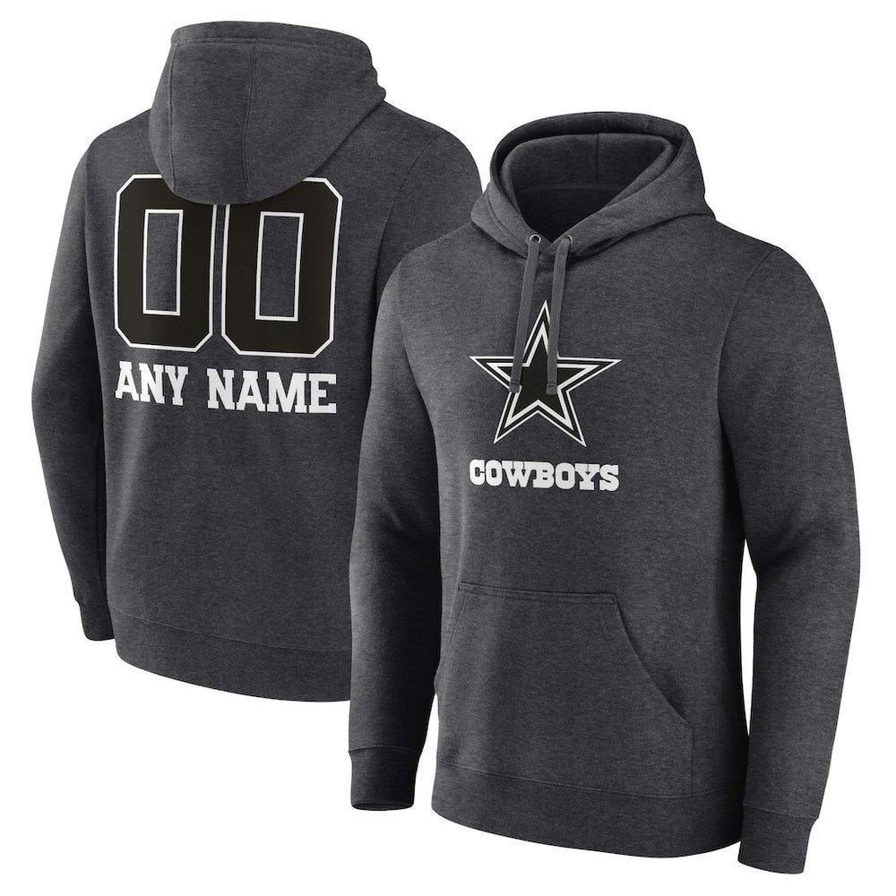 Dallas Cowboys Personalized Name & Number Monochrome Pullover Hoodie - Charcoal cheap