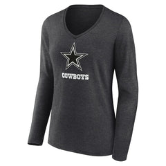 Dallas Cowboys Women's Personalized Name & Number Monochrome V-neck T-Shirt - Charcoal discount