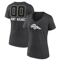 Denver Broncos Women's Personalized Name & Number Monochrome V-Neck Long Sleeve T-Shirt - Charcoal online