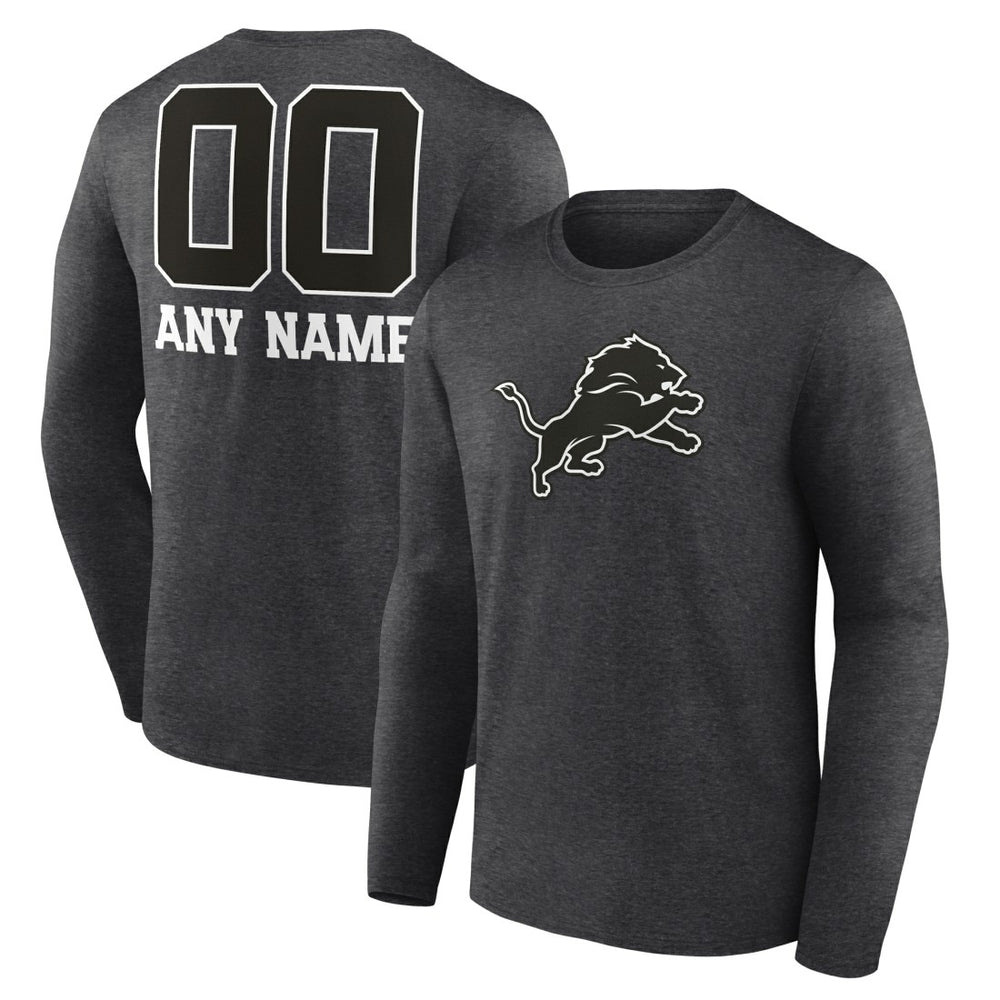 Detroit Lions Personalized Name & Number Monochrome Long Sleeve T-Shirt - Charcoal online