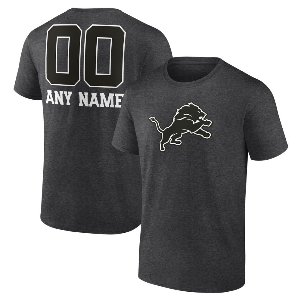 Detroit Lions Personalized Name & Number Monochrome T-Shirt - Charcoal on sale