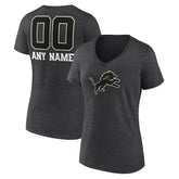 Detroit Lions Women's Personalized Name & Number Monochrome V-Neck Long Sleeve T-Shirt - Charcoal cheap