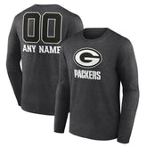 Green Bay Packers Personalized Name & Number Monochrome Long Sleeve T-Shirt - Charcoal sale