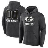 Green Bay Packers Personalized Name & Number Monochrome Pullover Hoodie - Charcoal discount
