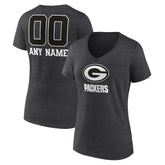 Green Bay Packers Women's Personalized Name & Number Monochrome V-Neck Long Sleeve T-Shirt - Charcoal online