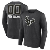 Houston Texans Personalized Name & Number Monochrome Long Sleeve T-Shirt - Charcoal discount
