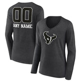 Houston Texans Women's Personalized Name & Number Monochrome V-neck T-Shirt - Charcoal cheap