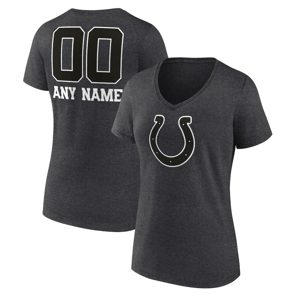 Indianapolis Colts Women's Personalized Name & Number Monochrome V-Neck Long Sleeve T-Shirt - Charcoal discount