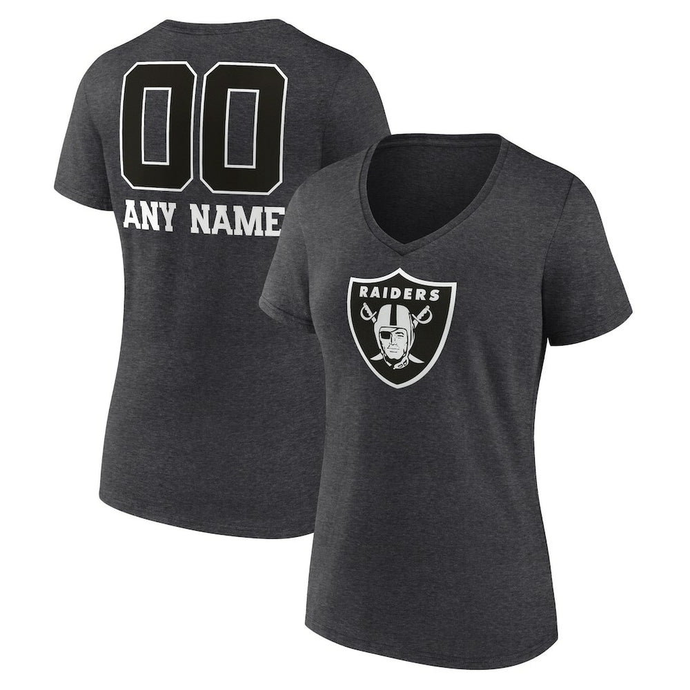 Las Vegas Raiders Women's Personalized Name & Number Monochrome V-Neck Long Sleeve T-Shirt - Charcoal outlet