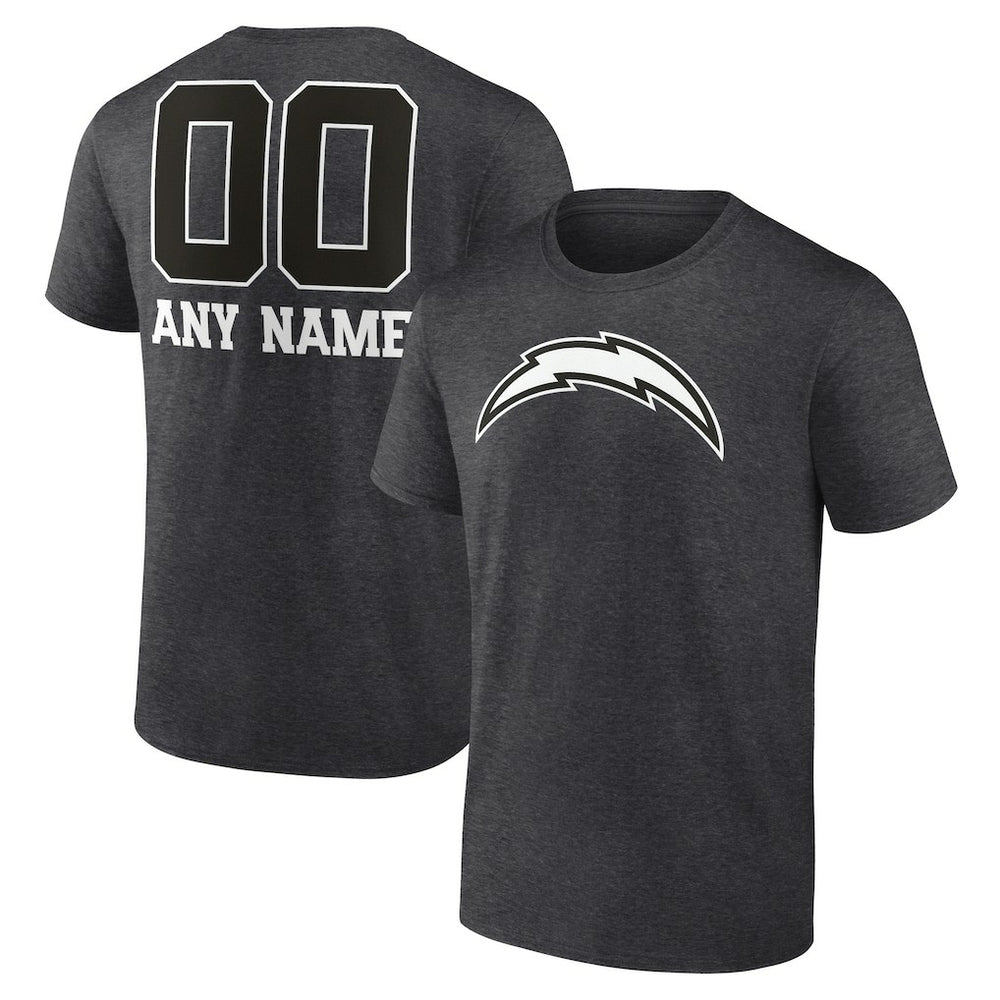 Los Angeles Chargers Personalized Name & Number Monochrome T-Shirt - Charcoal on sale