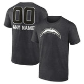 Los Angeles Chargers Personalized Name & Number Monochrome T-Shirt - Charcoal on sale