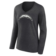 Los Angeles Chargers Women's Personalized Name & Number Monochrome V-neck T-Shirt - Charcoal sale