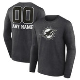 Miami Dolphins Personalized Name & Number Monochrome Long Sleeve T-Shirt - Charcoal online