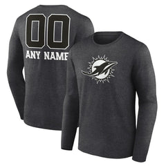 Miami Dolphins Personalized Name & Number Monochrome Long Sleeve T-Shirt - Charcoal online