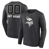 Minnesota Vikings Personalized Name & Number Monochrome Long Sleeve T-Shirt - Charcoal cheap