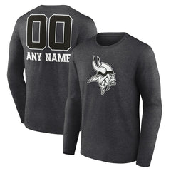 Minnesota Vikings Personalized Name & Number Monochrome Long Sleeve T-Shirt - Charcoal cheap